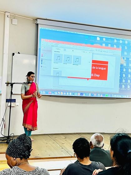 Speaking at the Hindi Diwas event. It was a wonderful opportunity to showcase how stories and poems in Hindi can be beautifully adapted into Bharatanatyam.