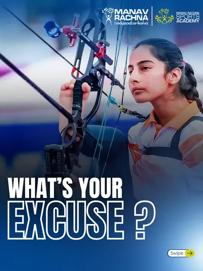 What's your excuse? This question, posed alongside an image of para-archer Sheetal Devi, challenges everyone to push their own limits.