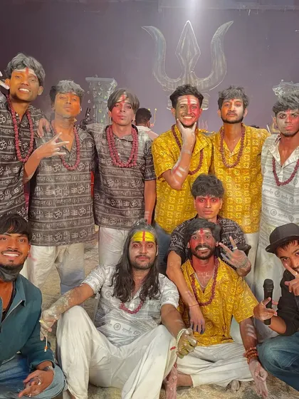 The full dance crew in costume for the devotional music video. We worked together to bring the director's vision for this spiritual song to life.