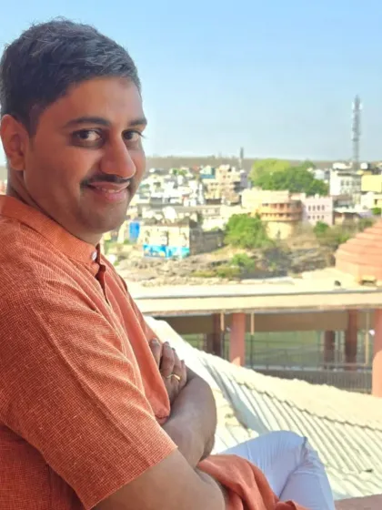 A photo from my tour to Omkareshwar, a place of great spiritual significance. My travels and spiritual experiences deeply influence the 'bhav' or emotion in my music.