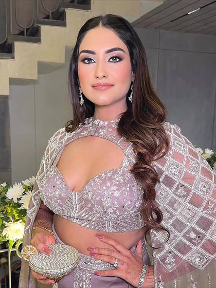 A close-up of the Diwali glam. The smokey eye is blended to perfection, and the skin has a beautiful, radiant glow.