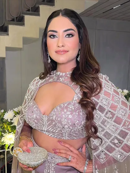 A close-up of the Diwali glam. The smokey eye is blended to perfection, and the skin has a beautiful, radiant glow.