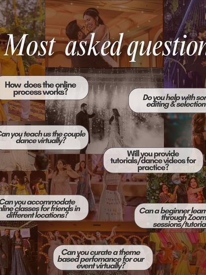 These are the most frequently asked questions about my online choreography process. I can help with everything from song selection and virtual lessons across different time zones to curating a theme-based performance, all remotely.