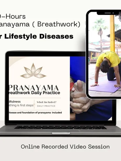 This is our 20-Hour online course focused on using Pranayama to help manage common lifestyle diseases. It is a structured daily practice designed to build a strong foundation in breathwork for holistic wellness, with sessions for both morning and evening.