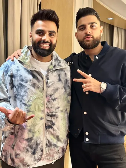 Down to earth vibes only. A picture with the super talented Karan Aujla in Mumbai. It is always great to connect with fellow Punjabi artists.