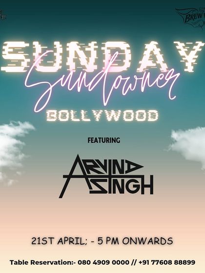 The poster for a Sunday Sundowner Bollywood event at the beautiful Skyye Lounge.