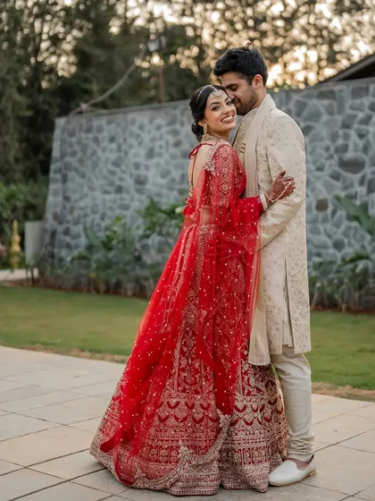 It's the quiet moments that often speak the loudest. We gently guided Tarun and Shivani into this tender pose, letting the soft light and their natural connection create a truly regal and timeless portrait.