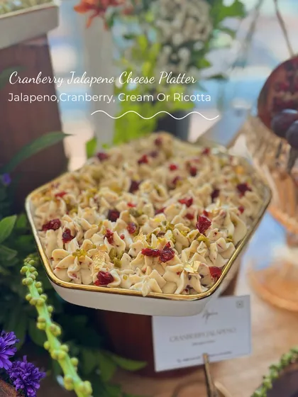My Cranberry Jalapeno cheese platter, piped beautifully into a serving dish. The combination of sweet, spicy, and creamy is absolutely addictive.