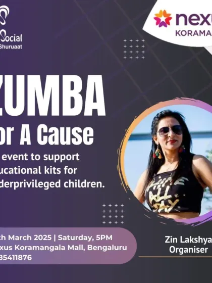This is how we spread the word. An event poster for our annual "Zumba For A Cause" fundraiser, clearly stating our mission: an event to support educational kits for underprivileged children. Join us and dance for a cause.