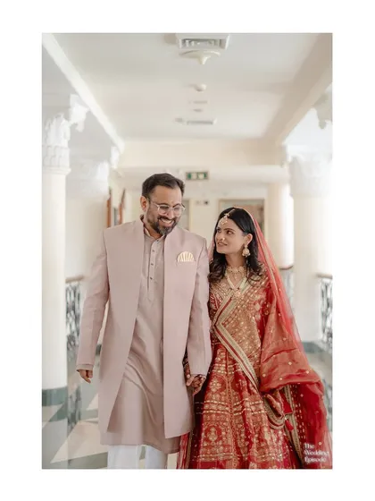 We believe couple portraits should feel as natural and timeless as your love story. With Supriya and Karan, we found a quiet moment in a beautiful corridor, letting their genuine connection shine without any stiff or forced poses.