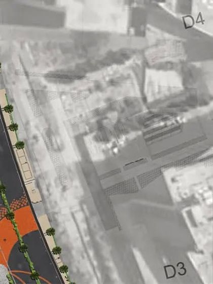 A detailed site plan for a section of the Embassy Manyata Tech Park streetscape. This drawing shows the precise layout of pathways, planters, and feature walls, demonstrating the level of detail involved in my masterplanning work.
