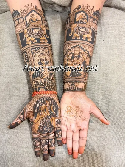 This image shows a work in progress, with one hand fully complete and the other showing the initial sketch.