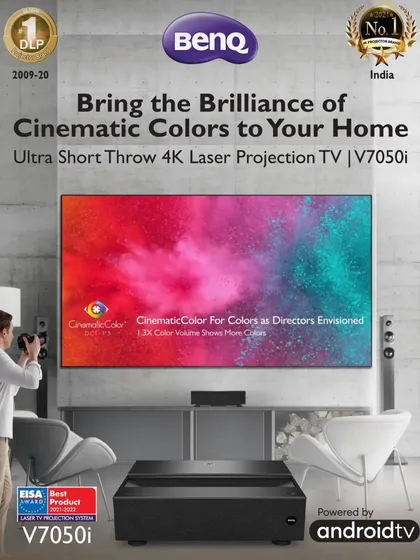 We are official providers of leading brands like BenQ. This V7050i is an excellent example of a 4K Laser Projection TV that creates a massive screen size while sitting just inches from the wall.