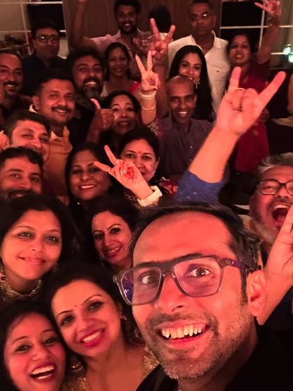 A happy selfie with the crowd after one of our four gigs in two days. The energy from the audience keeps us going.