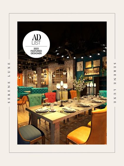 Colour meets character in this serene, luxe dining space. Here, bold palettes in the seating and rustic charm in the exposed brick coexist effortlessly. It's a space curated to host stories, not just meals.