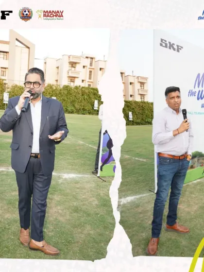 Our leadership and partners from SKF addressing the young athletes. We believe in inspiring the next generation with words of encouragement and a vision for their future.