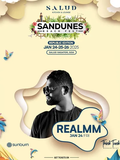 The official poster for my set at the Sandunes Beach Fest in Goa. The artwork perfectly captures the beachy, relaxed, yet festive vibe.