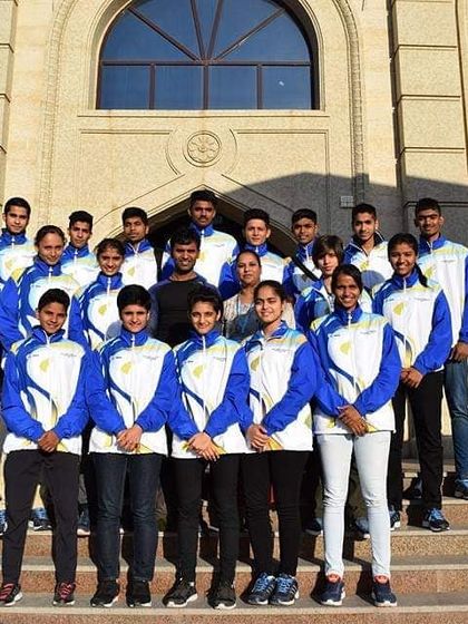 The team photo from the Asian Taekwondo Championship in 2017. Representing India on the continental stage is a major achievement for our academy.