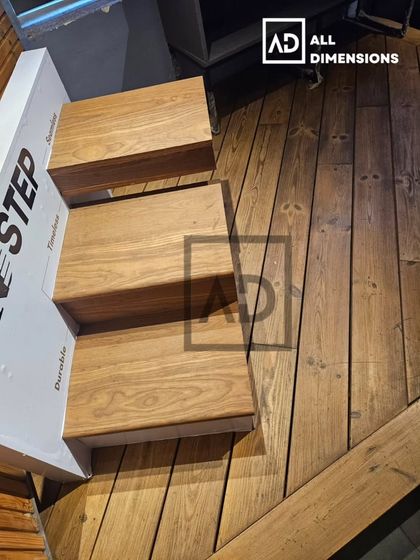 This is a display of my seamless wooden steps. I can create custom stair treads that match your flooring, ensuring a continuous flow of design from one level of your home to the next.