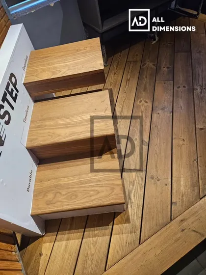 This is a display of my seamless wooden steps. I can create custom stair treads that match your flooring, ensuring a continuous flow of design from one level of your home to the next.