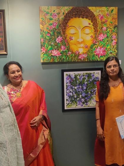 Moments from the "Mandhan 3" exhibition at Canvas Art Gallery, where I also did a live painting demonstration.