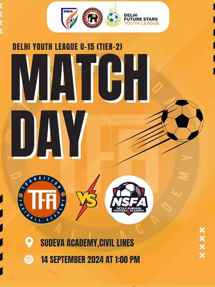 Match day poster for the U-15 game against Netaji Subhash Football Academy.