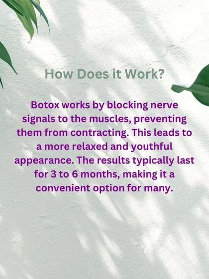 Botox works by blocking the nerve signals to specific muscles, preventing them from contracting and forming wrinkles. The results are a more relaxed and youthful appearance that typically lasts for three to six months. This makes it a convenient and effective option for maintaining smooth skin.