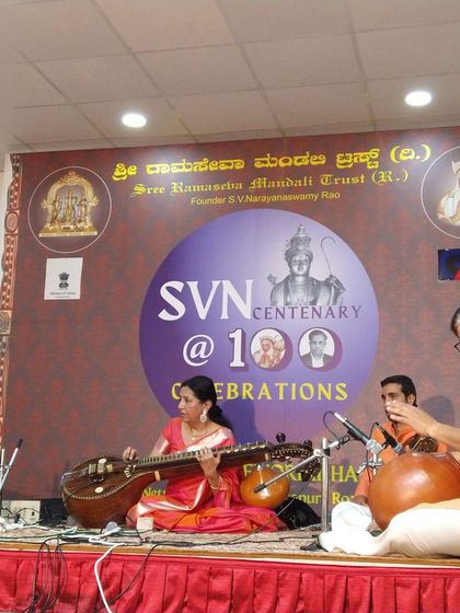 Performing for the Sri Rama Seva Mandali Trust. I truly enjoy these intimate concerts where I can connect closely with a knowledgeable audience that appreciates the finer nuances of Carnatic music.