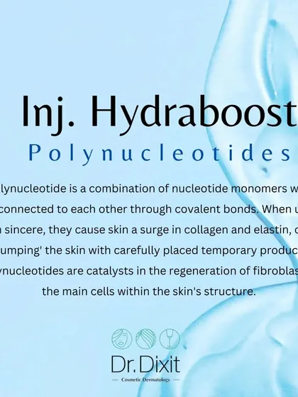This graphic defines what Polynucleotides are. They are catalysts in the regeneration of fibroblasts, the main cells within the skin's structure, leading to a surge in collagen and elastin.