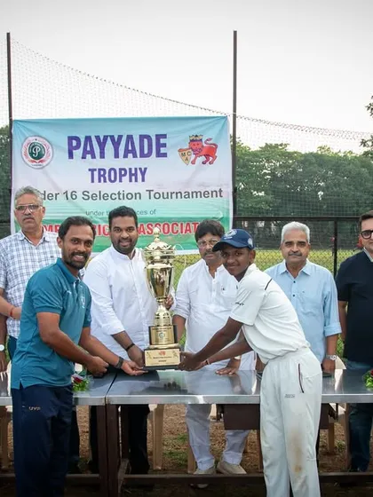 A young cricketer from our U-16 team receives the Payyade Trophy at the prize distribution ceremony. This tournament is an official MCA Selection Tournament, providing a crucial platform for youth talent to get noticed.