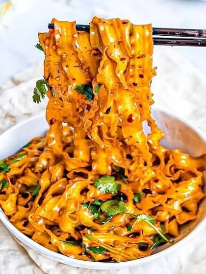 A bowl of noodles tossed in my flavourful Chilli Shrimp Oil. It's an easy way to make a restaurant-quality meal at home in minutes.