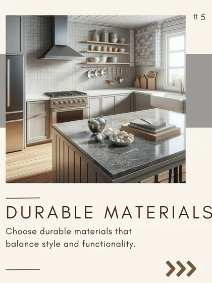 Choosing durable materials is key to a long-lasting kitchen. I recommend materials like quartz for countertops and high-quality laminates for cabinets that balance style and functionality.