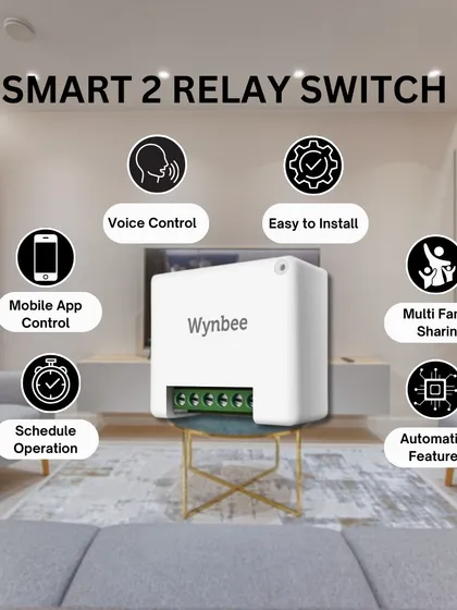 Our Smart 2 Relay Switch is the core of your home's new intelligence. It enables mobile app and voice control, scheduled operations, and automation features, all while being easy to install and shareable among family members.
