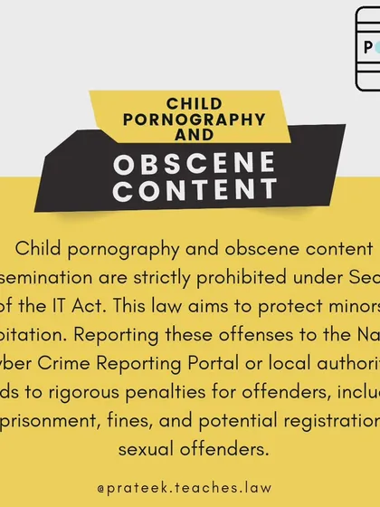 In today's digital age, protecting children online is paramount. I break down Section 67B of the IT Act, which strictly prohibits the creation and distribution of child pornography and other obscene content, and explain the legal recourse available.