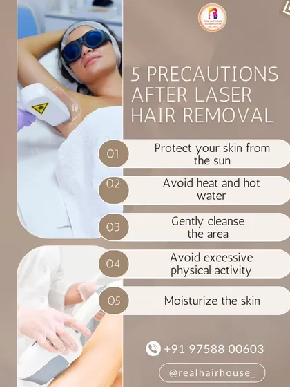 Aftercare is crucial for the best results. This infographic lists 5 key precautions to take after your laser hair removal session, including protecting your skin from the sun and keeping it moisturized.