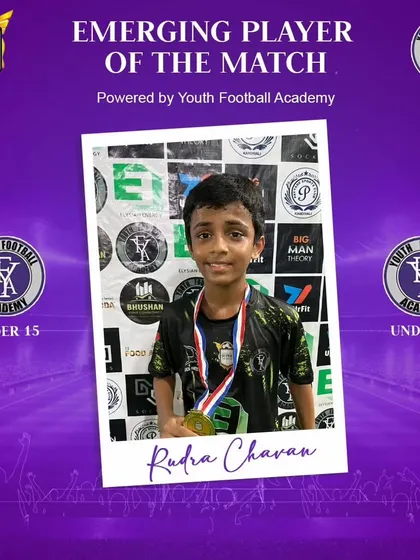 Rudra Chavan, showcasing his potential as an Emerging Player of the Match.