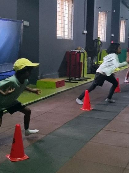 Another shot of the cone drills, an essential part of any young athlete's training regimen.