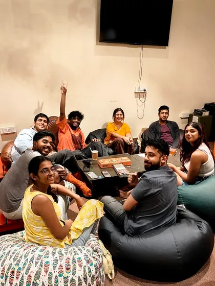 The bean bag area is the perfect spot for a relaxed game of 'Omerta'. It's all about comfort and fun here at Dialogues.