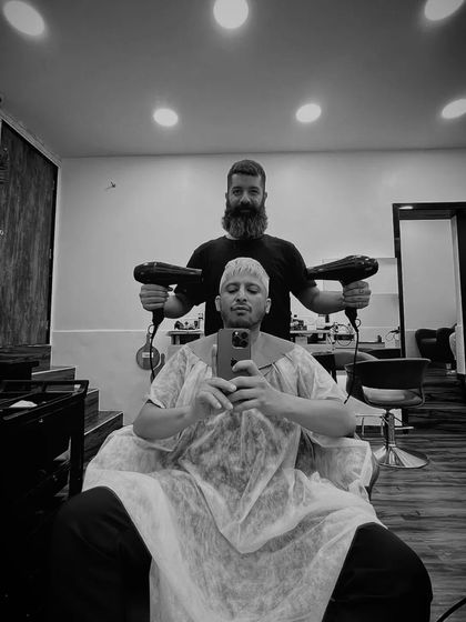 No guns were needed to make DJ Ankytrixx sit in one chair for over 6 hours for his hair transformation. Just good company and a shared passion for style.