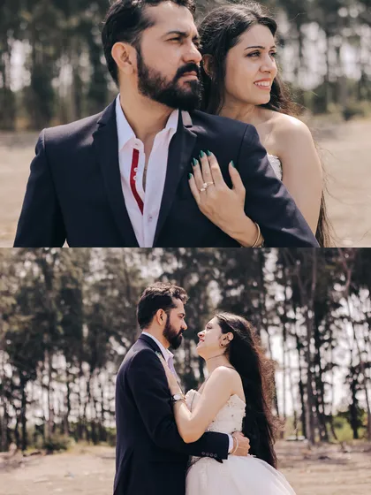 A set of romantic portraits taken near a wooded area by the beach. This shows how we can get a variety of backdrops in a single pre-wedding location.