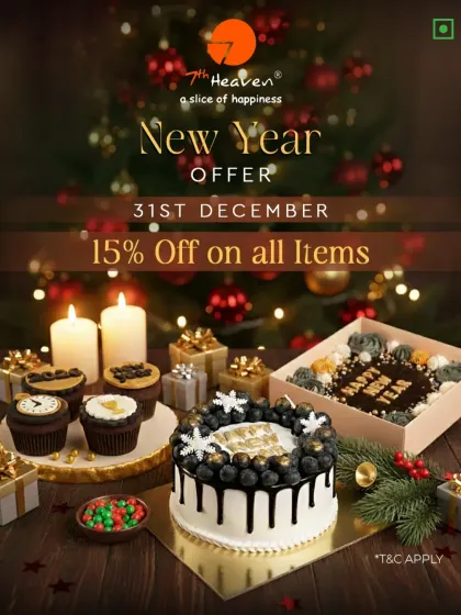 Sweeter beginnings for the new year. Our holiday offer includes a festive spread of a blueberry drip cake, countdown cupcakes, and a "Happy New Year" brownie box.