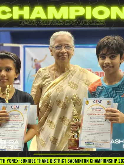 Ashvika Nair and Shubhra Kulkarni, our Girls Doubles U-13 champions at the Thane District Championship.