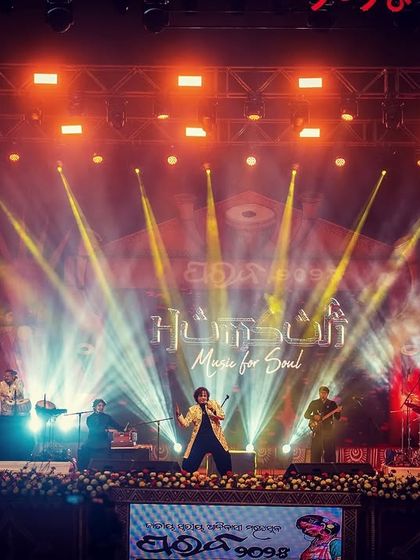 Our performance at Parab 2025 in Koraput. The stage design and lighting created a magnificent backdrop for our Sufi fusion sound.