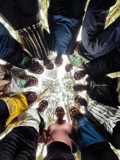 It's all about the bonds we build and the memories we create. This creative group shot from our Kodaikanal trip captures the fun and friendship that defines our adventures. Join our trek family and become part of the story.