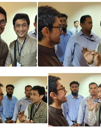 A collage of my interaction with Aamir Khan at the Paani Foundation event. Explaining the mechanics of the giant puppets we built was a highlight of the project.