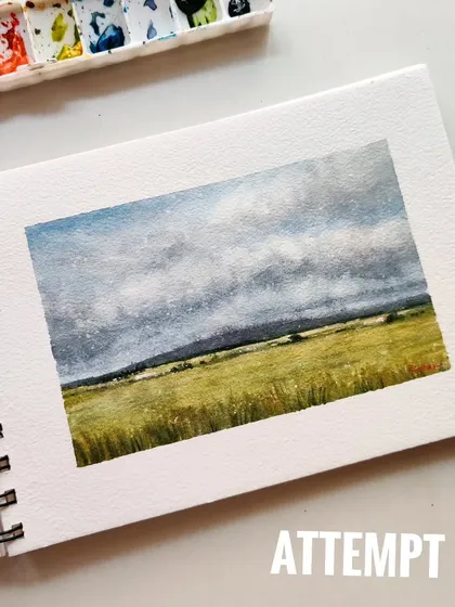Attempt 02. The composition felt a bit off in this one, and I overworked the sky again. Every "failed" painting is a learning experience.