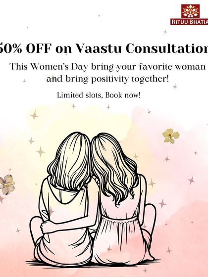 This Women's Day, I am offering a 50% discount on Vaastu consultations. It is an opportunity to give yourself or a woman you admire the gift of a harmonious space. Let's bring positivity into our lives together.