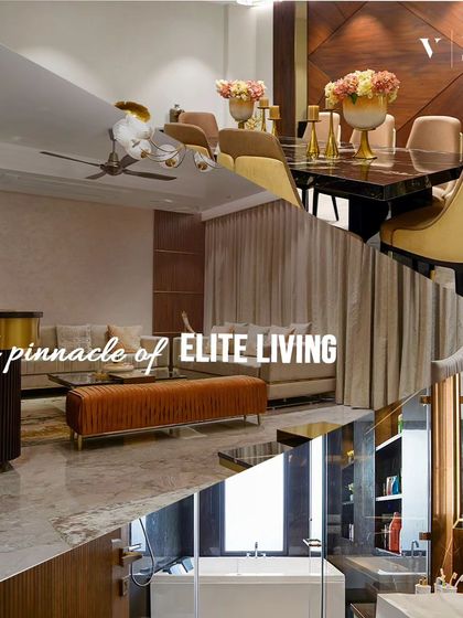 This collage represents the pinnacle of elite living we offer. It showcases a cohesive design story, from the warm, inviting living and dining rooms to the sleek, modern bathroom.