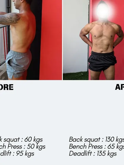 The proof is in the progress. This is the result of a 60-day dedicated program focusing on form, function, and progressive strength building. Notice the significant improvements in posture and the massive jumps in squat, bench press, and deadlift numbers. This is what smart, consistent training can do.