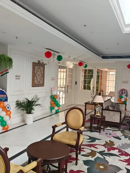 Another perspective of the lobby, highlighting how decorations are placed strategically to enhance the entire area without feeling cluttered, ensuring a pleasant experience for everyone.